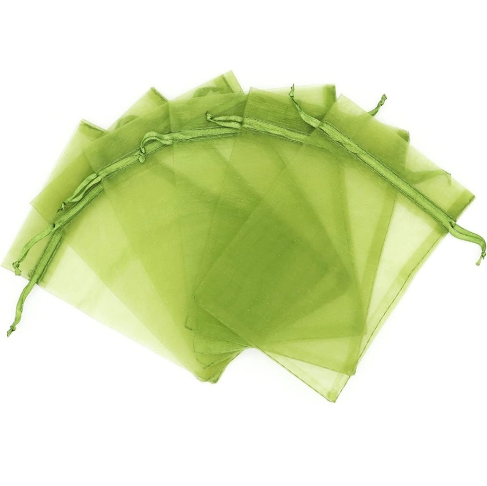 20 Army/Olive Green Organza Drawstring Bags 4"x6"